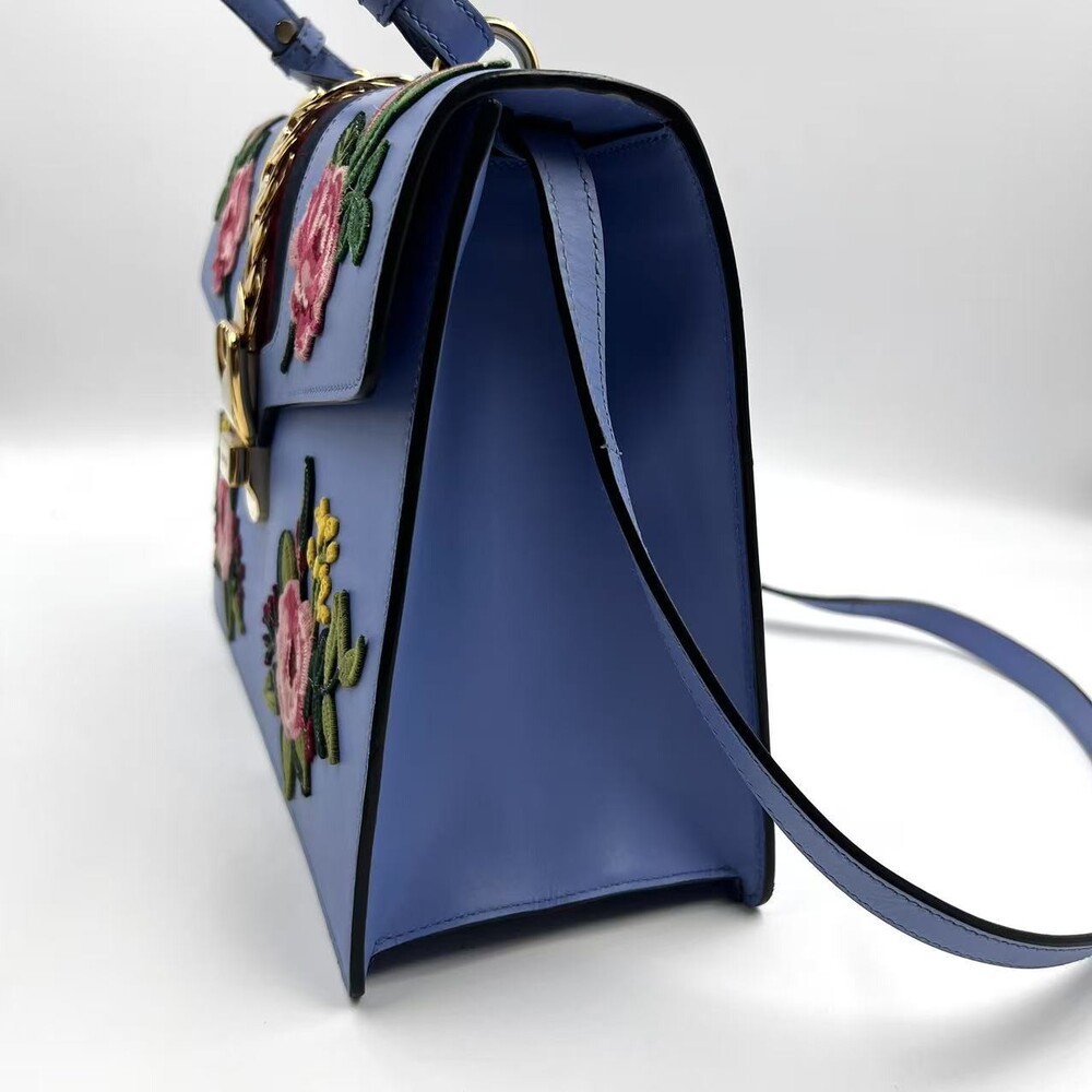 Hj Gucci Blue Clutch Bag Flowers Gg #236197G10B - Picture 4 of 13